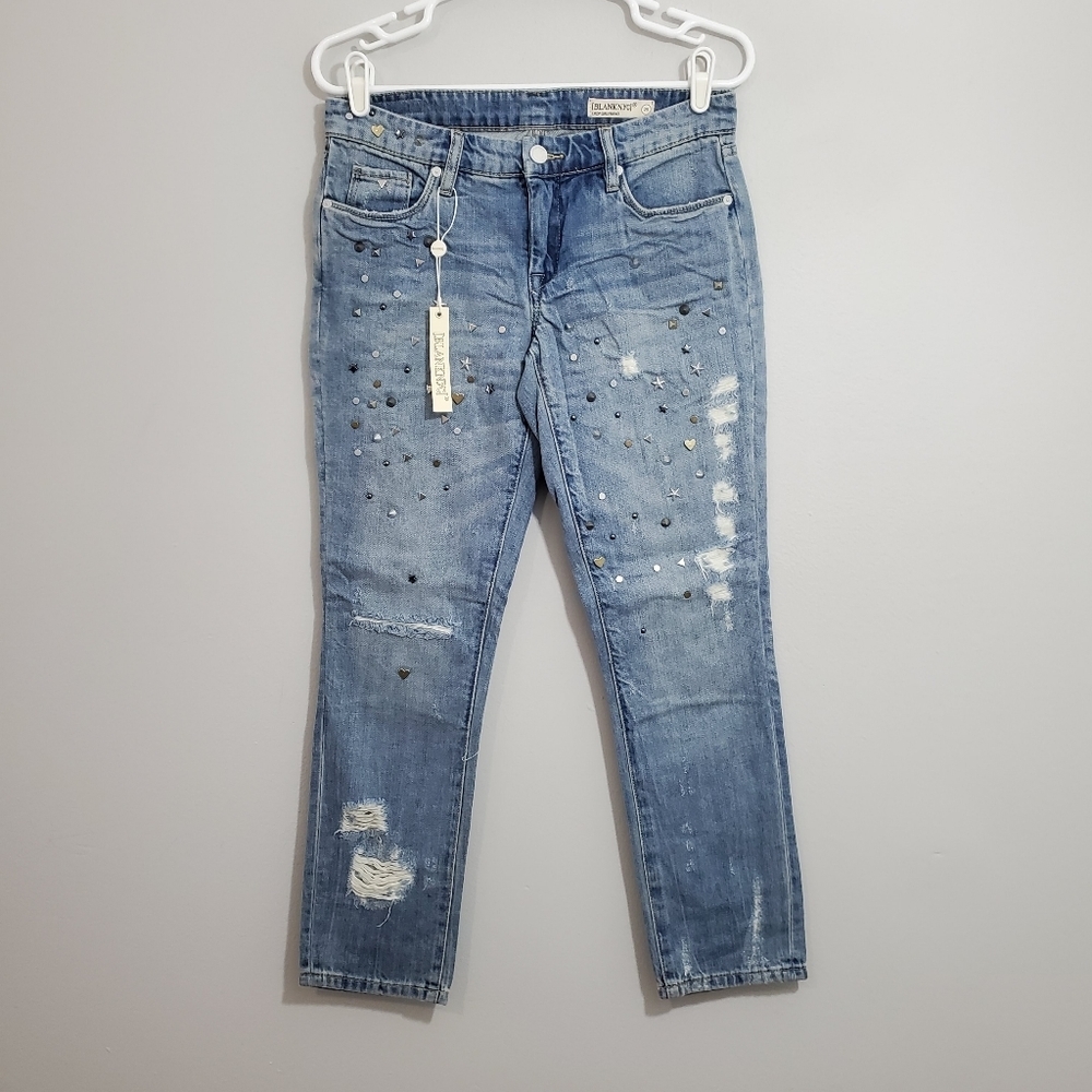 NWT Blank NYC Studded Crop Girlfriend Jeans